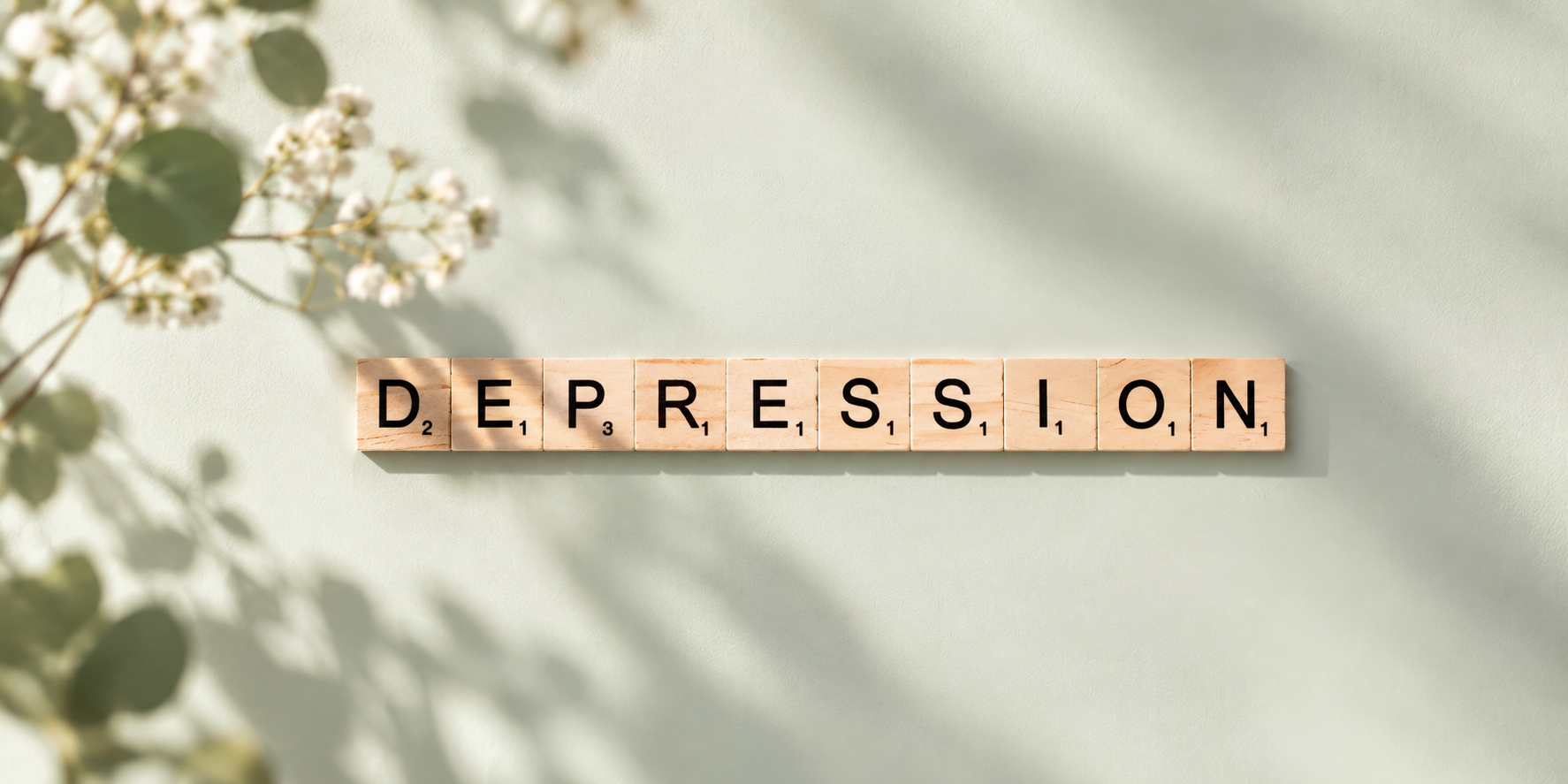 Depression – Begriff aus Holzbuchstaben